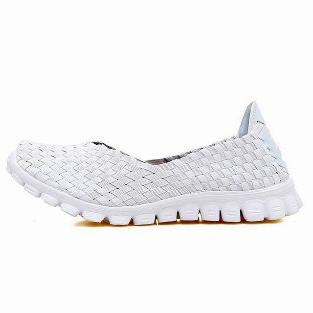 2017 new hollow fabric shoes female flying net air movement hand weaving increased thick shoes elastic woven belt  sport shoe Running Shoes Long Distance