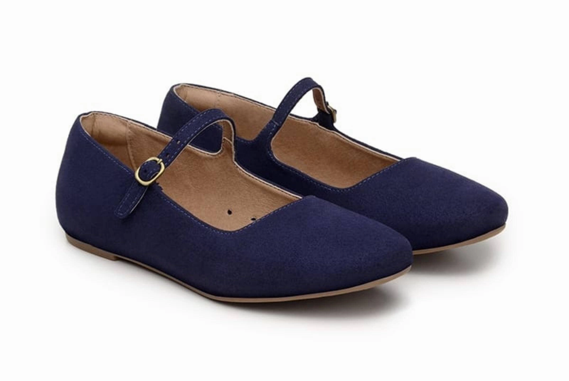 High Flat Platform Shoes 'Gabriella' Vegan-Suede Flats by Ahimsa - Navy