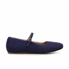 'Gabriella' Vegan-Suede Flats by Ahimsa - Navy Flat Shoes Pics