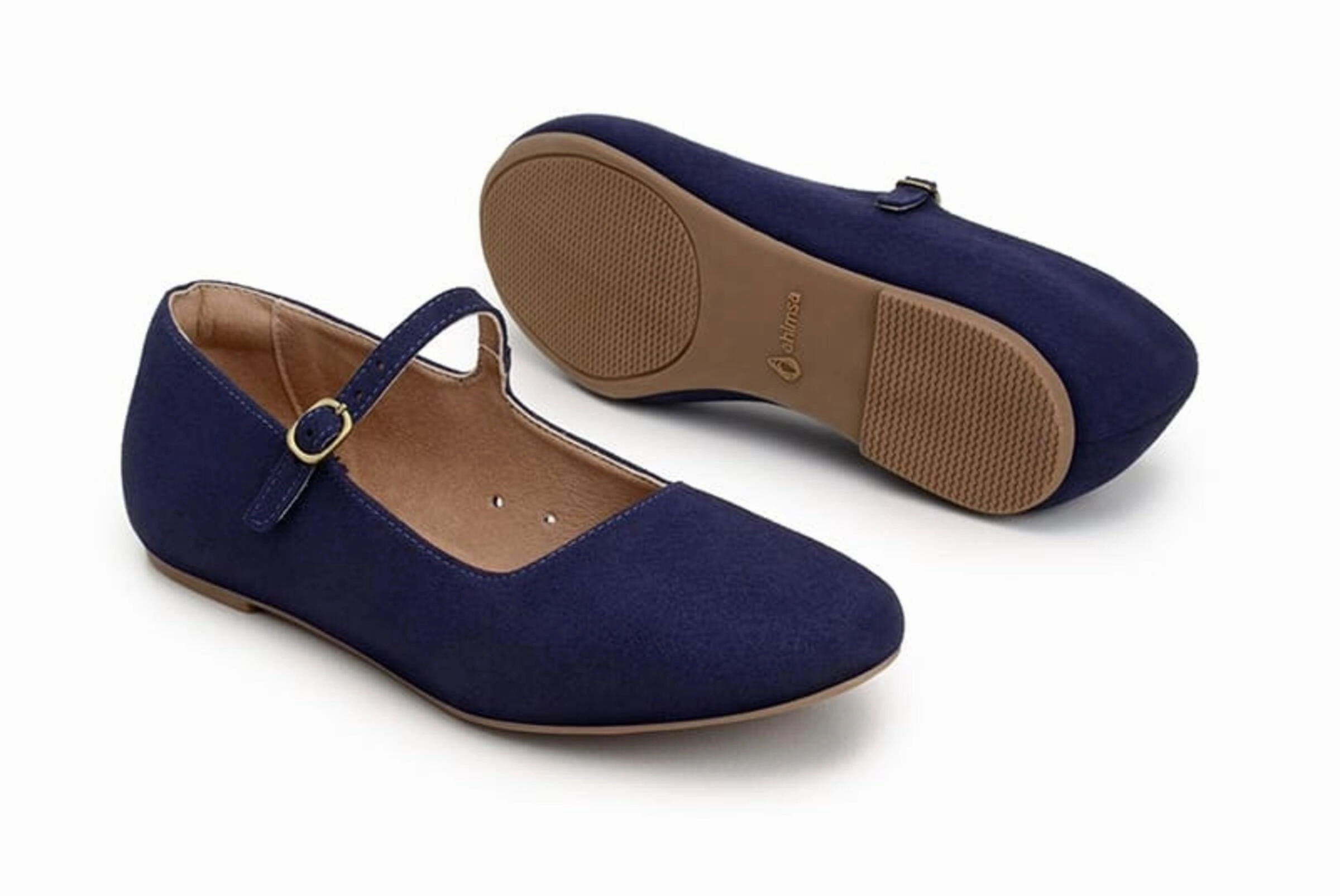 Snake Flat Shoes 'Gabriella' Vegan-Suede Flats by Ahimsa - Navy