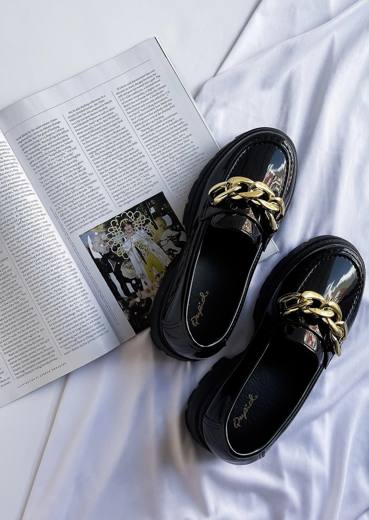 Wool Loafers "Sleek Stride" Platform Loafers - Black