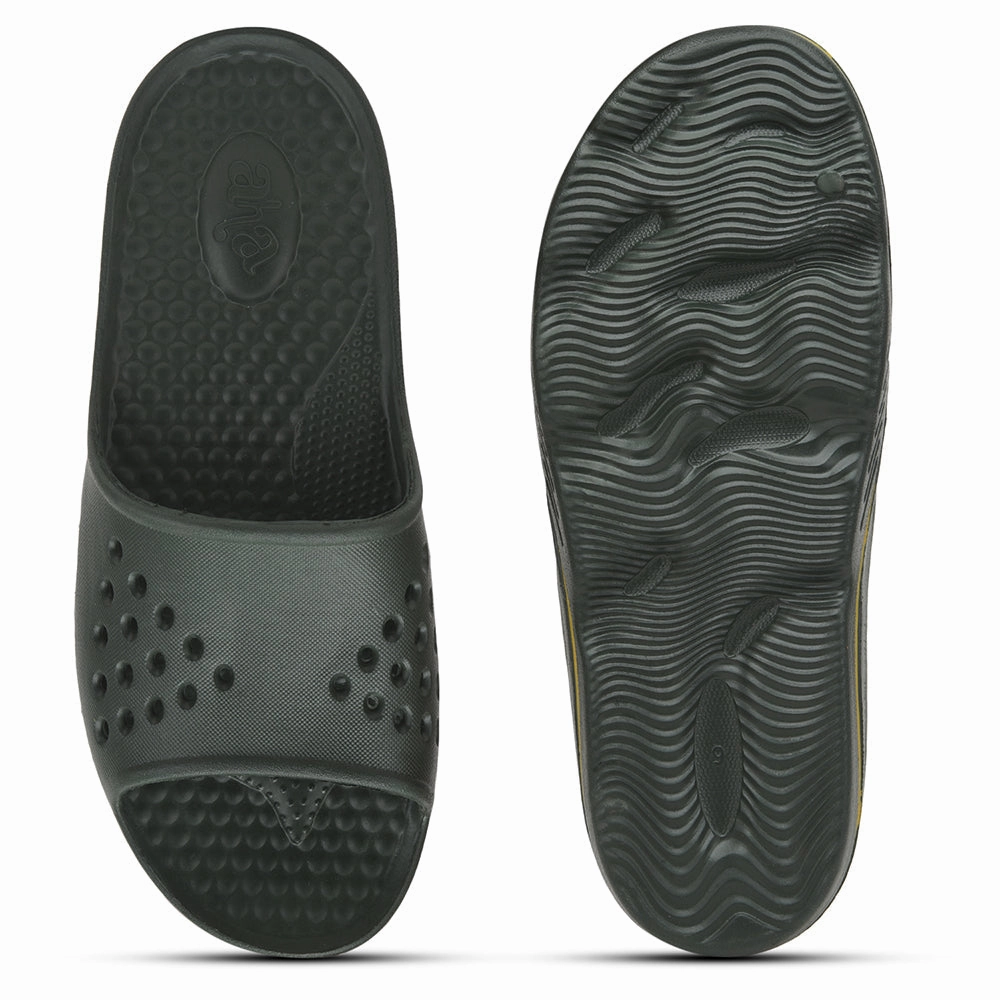 Grass Slides A-HA Bin Slippers For Men (Olgreen) RAMP By Liberty