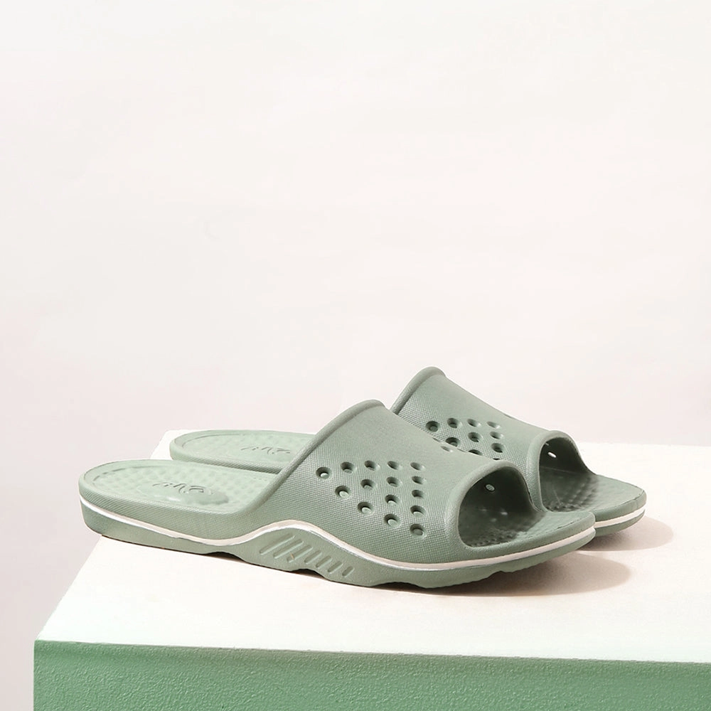 A-Ha (Green) Slides For Men RAMP By Liberty Best Slippers For Foot Support