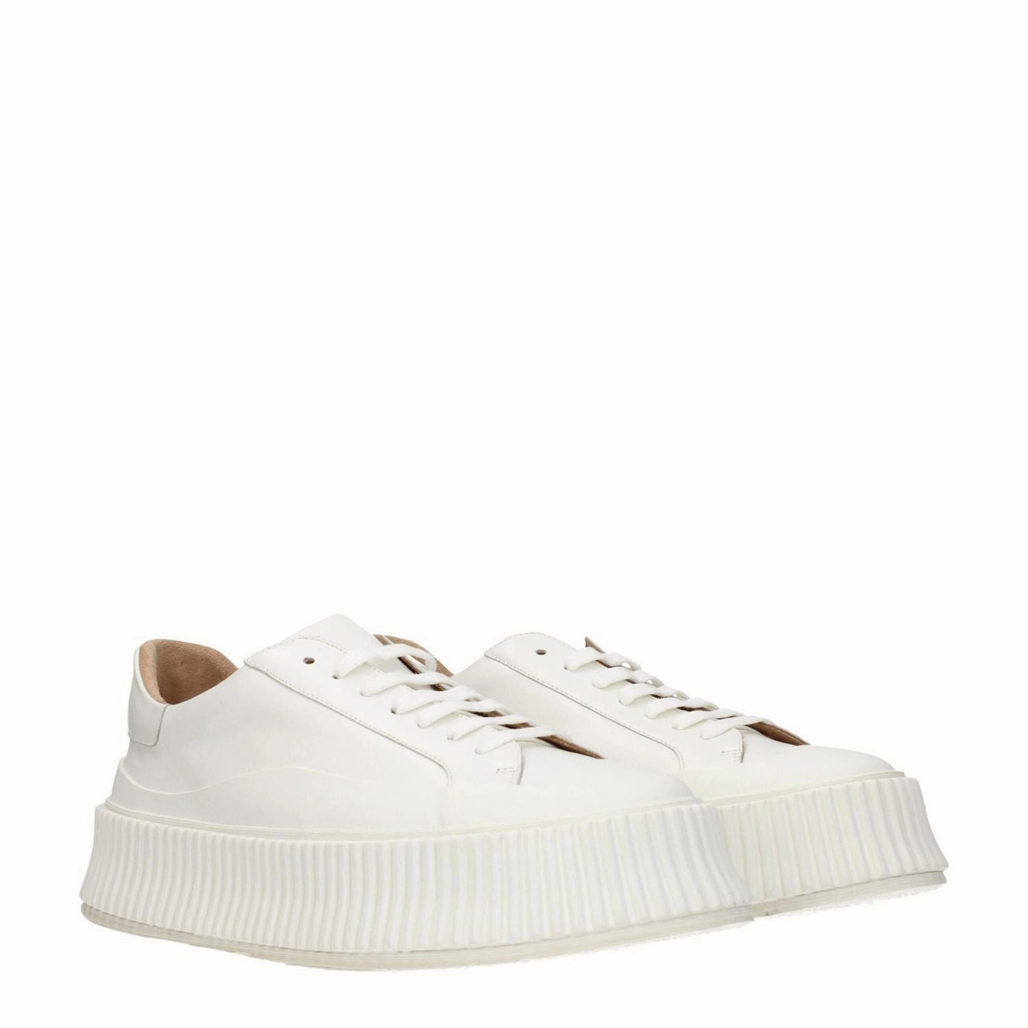 Jil Sander White Leather Platform Sneakers Acrylic Paint For Sneakers