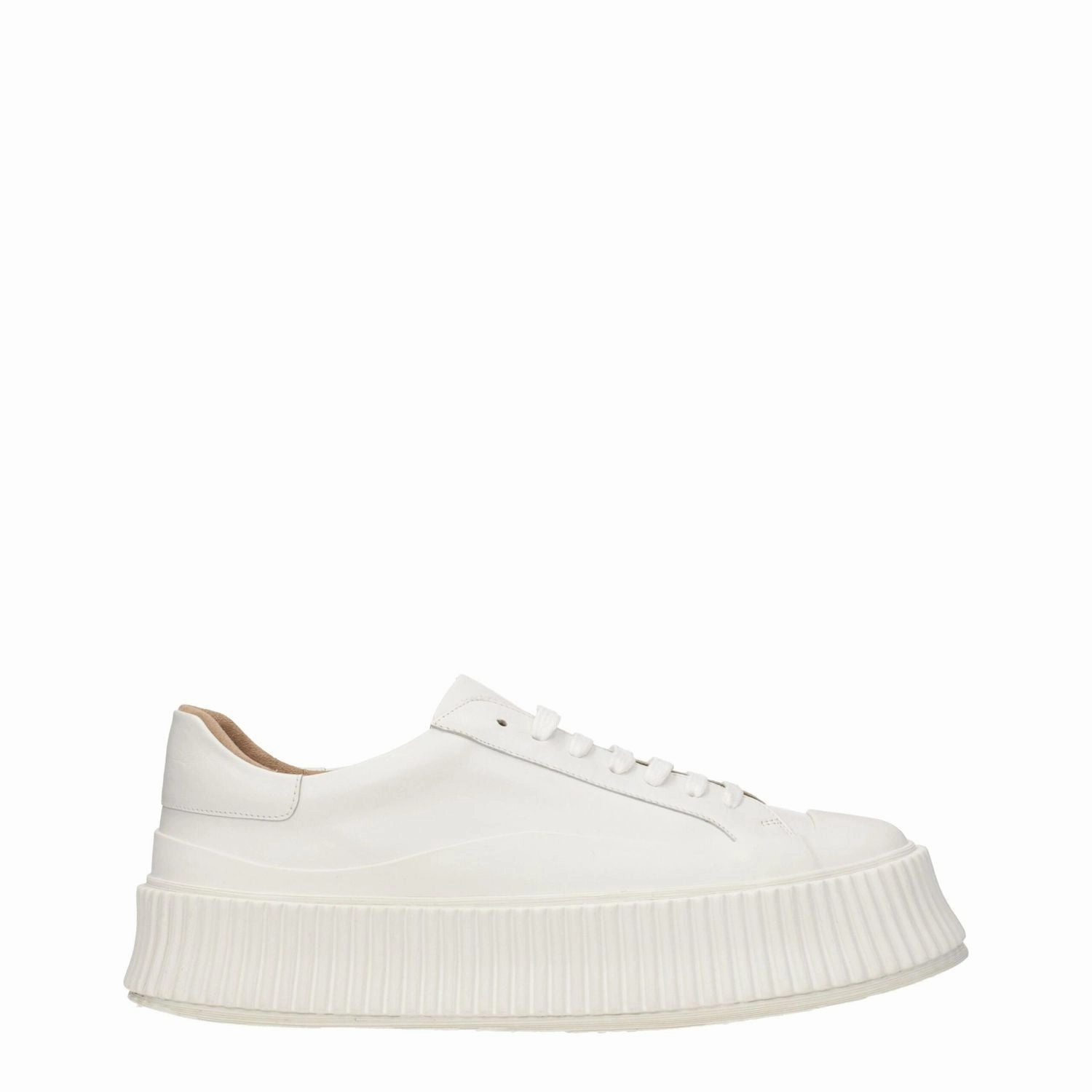 Jil Sander White Leather Platform Sneakers Casual Sneakers Shoes