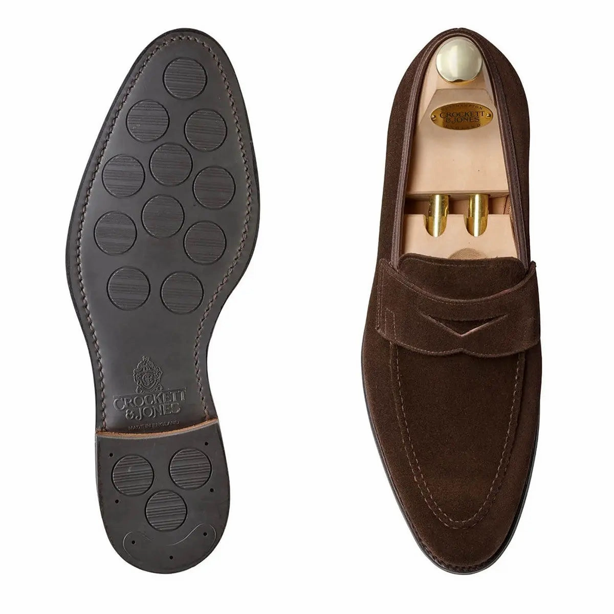 Platfrom Loafers Crockett & Jones - Sydney Dark Brown Suede Loafers - City Rubber Sole