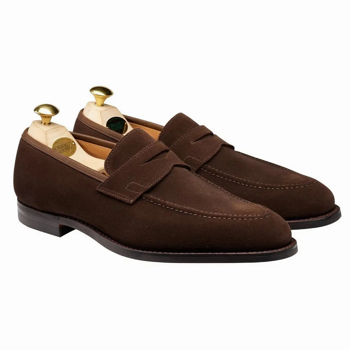 Loafers Online Crockett & Jones - Sydney Dark Brown Suede Loafers - City Rubber Sole