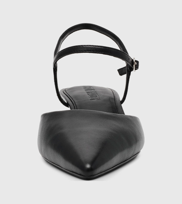 ADELAIDE BLACK LEATHER HEELS Bowling Sneakers