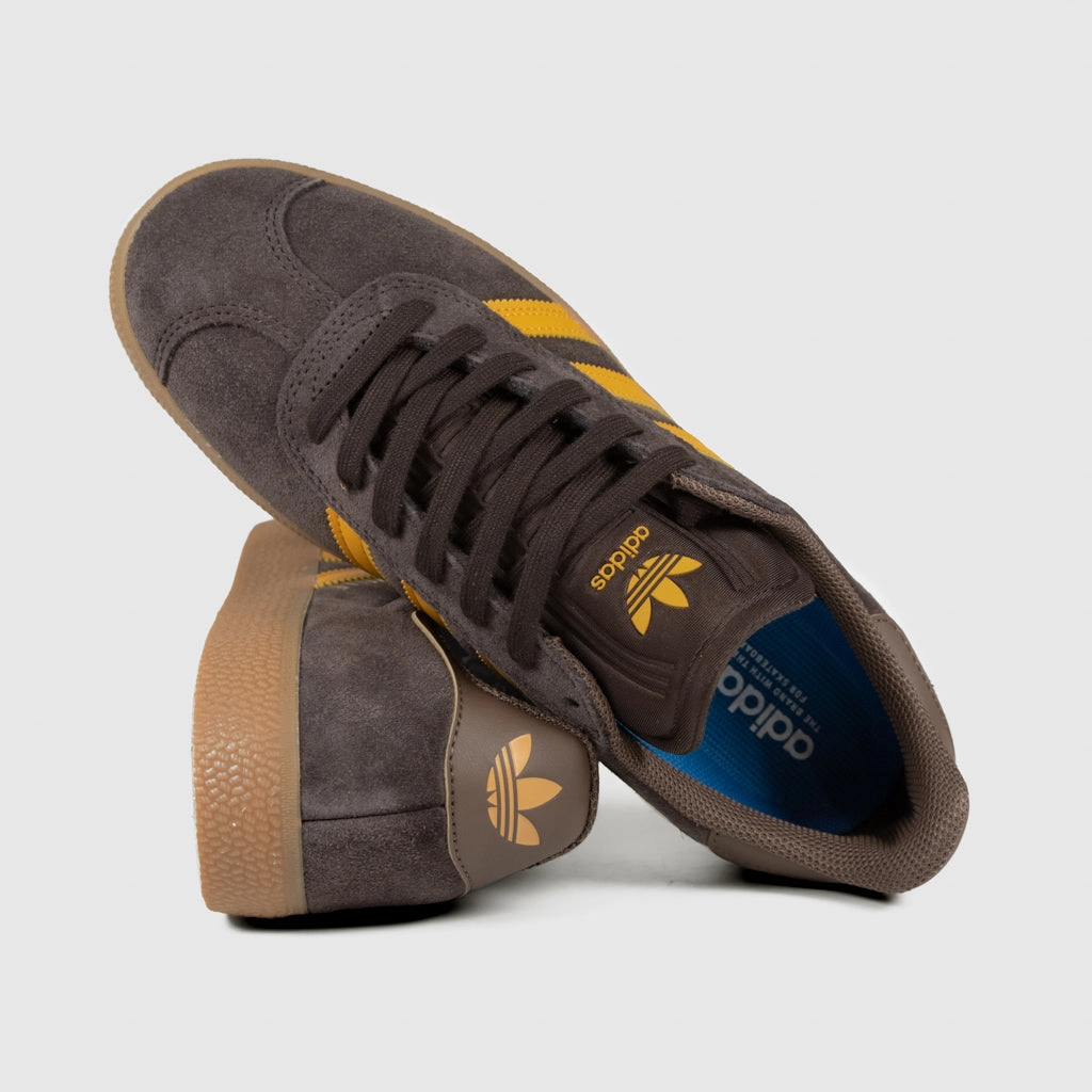 Adidas Skateboarding - Gazelle ADV Shoes - Dark Brown / Preloved Yellow / Earth Strata Adidas Dancing Shoes