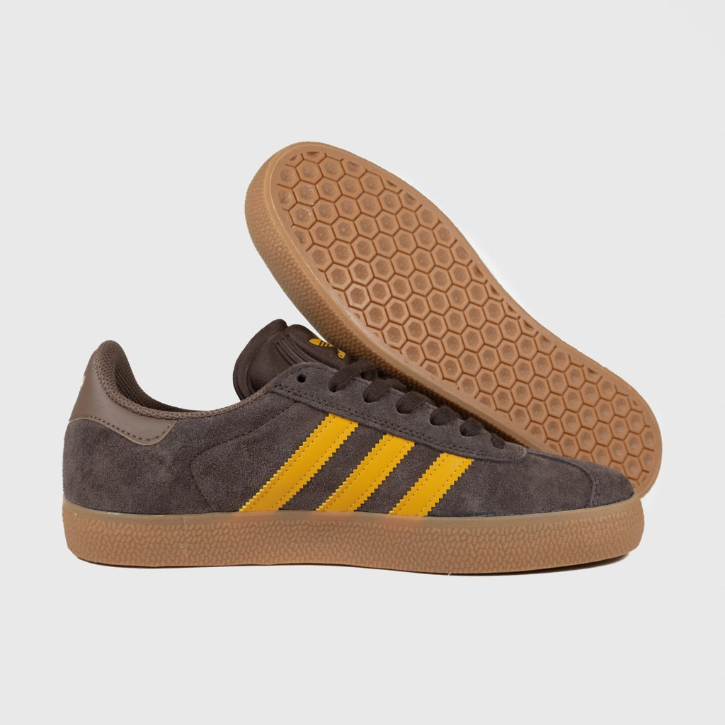 Adidas Sportswear Shoes Adidas Skateboarding - Gazelle ADV Shoes - Dark Brown / Preloved Yellow / Earth Strata