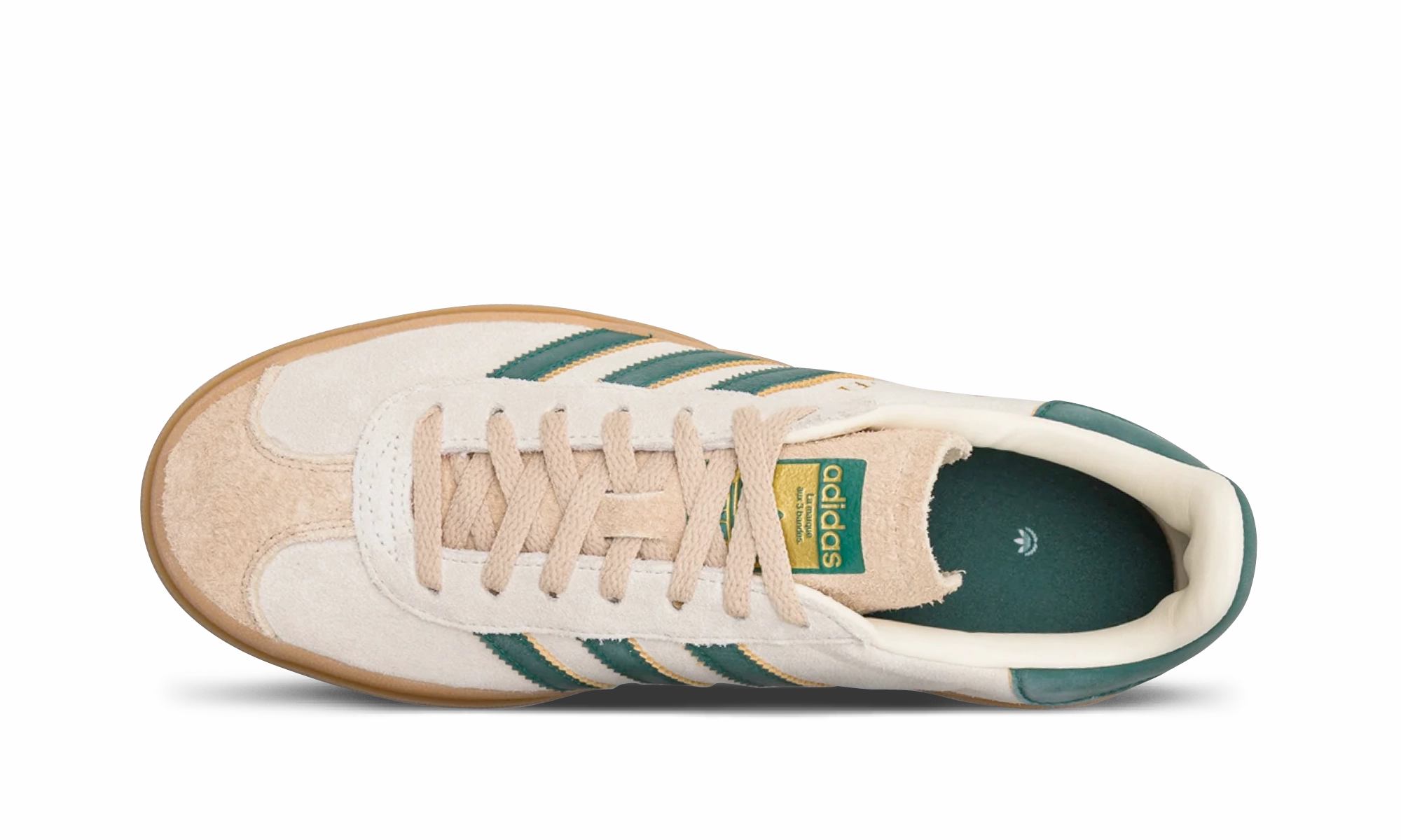 Adidas Gazelle Bold Magic Beige Collegiate Green Embroidered Adidas Shoes