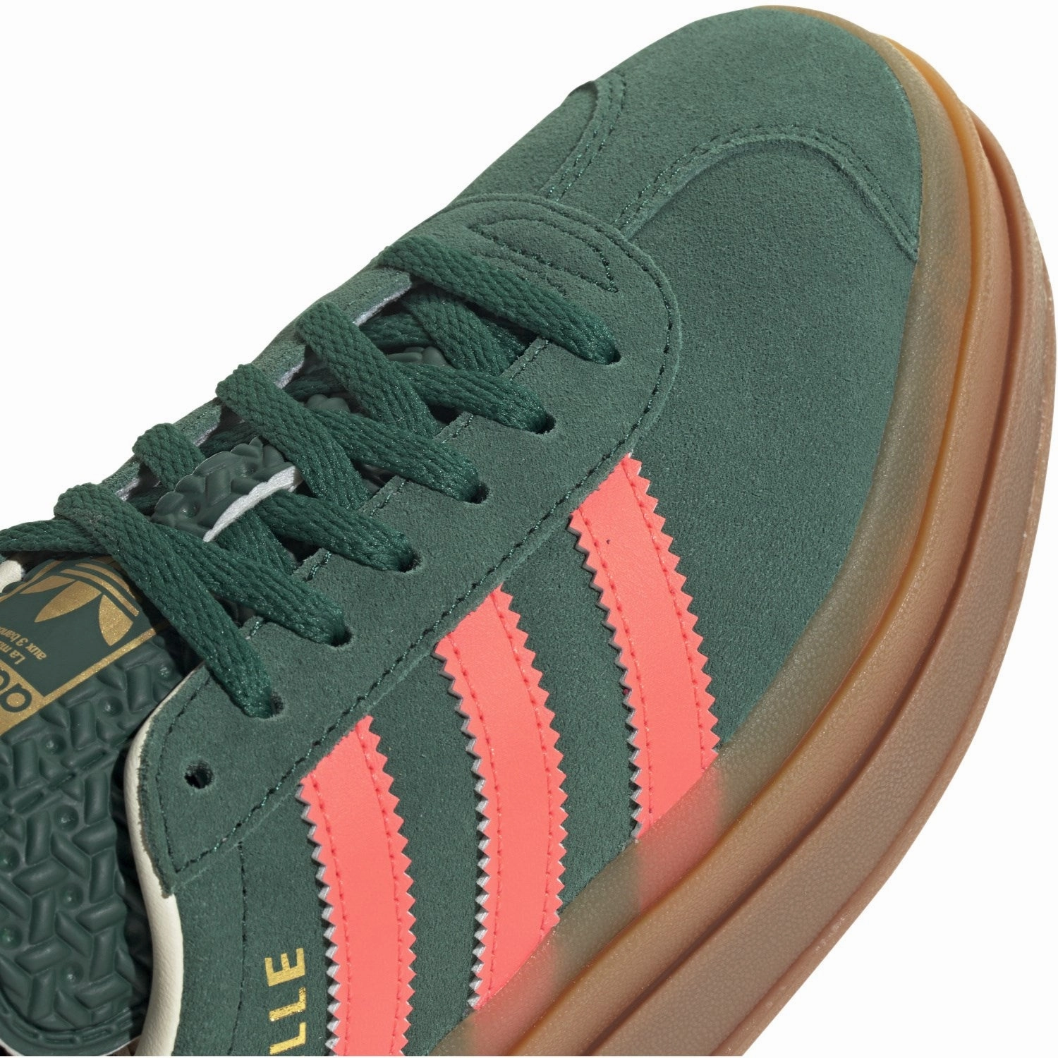 adidas Originals Collegiate Green/Signal Coral/Cream White Gazelle Bold J Sneakers Texas Tech Adidas Shoes