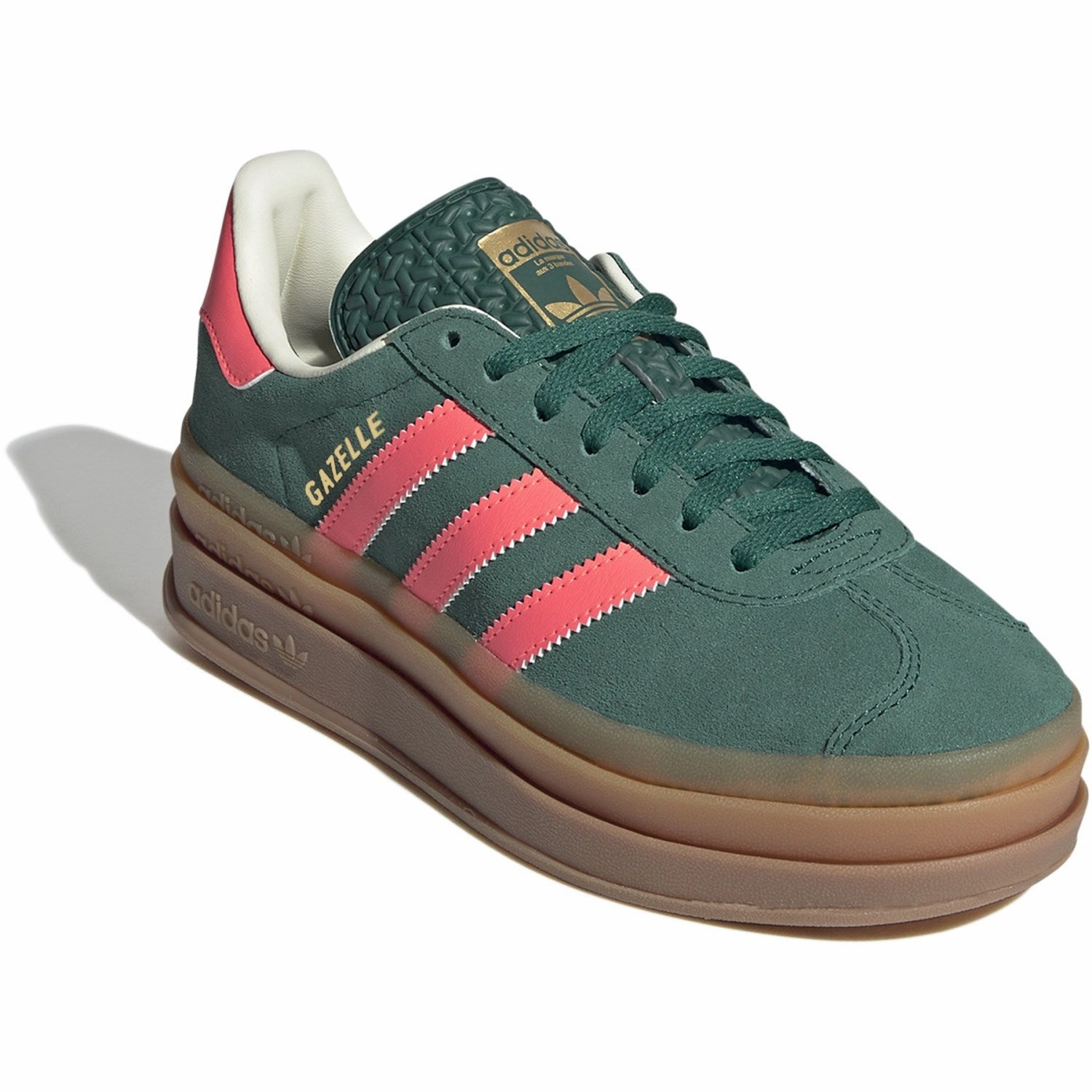 Adidas Thick Shoes adidas Originals Collegiate Green/Signal Coral/Cream White Gazelle Bold J Sneakers