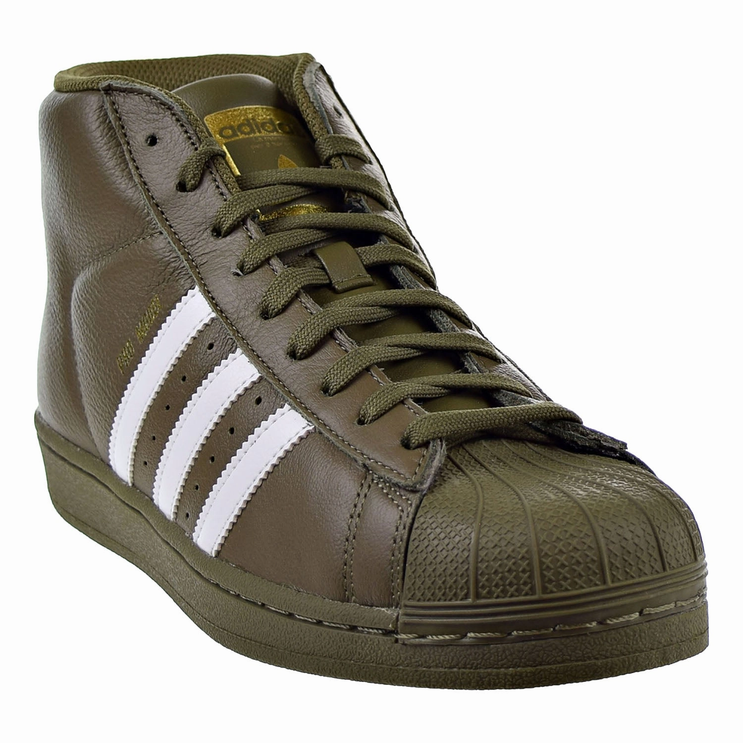 Atwood Lace Up Casual Shoes Adidas Originals Pro Model Mens Shoes Olive-White-Gold