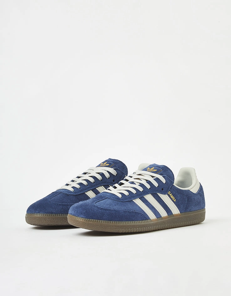 adidas Samba ADV Skate Shoes - Dark Blue/Grey/Gum Adidas Three Stripe Shoes