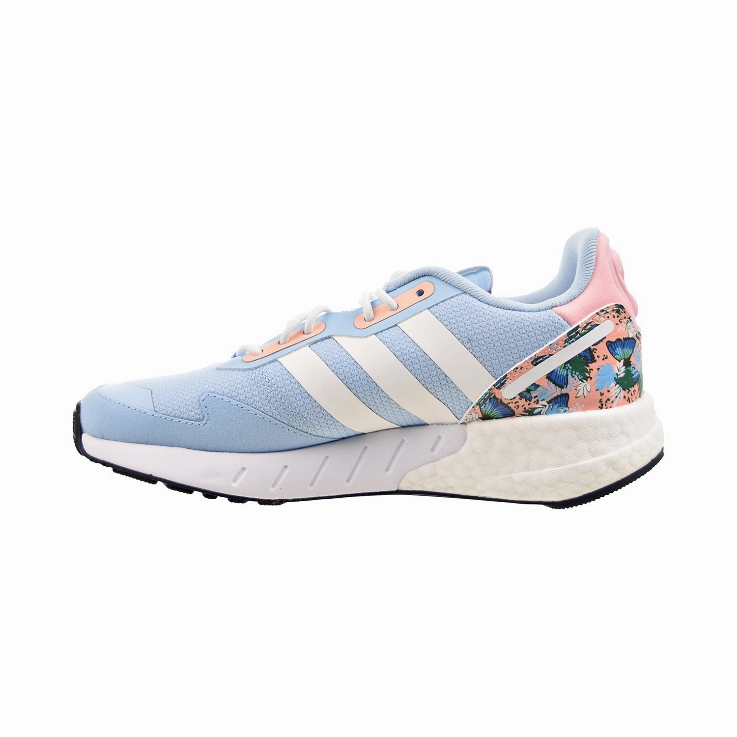 Adidas ZX 1K Boost Big Kids' Shoes Clear Sky-Cloud White-Haze Coral Adidas Grey Running Shoes