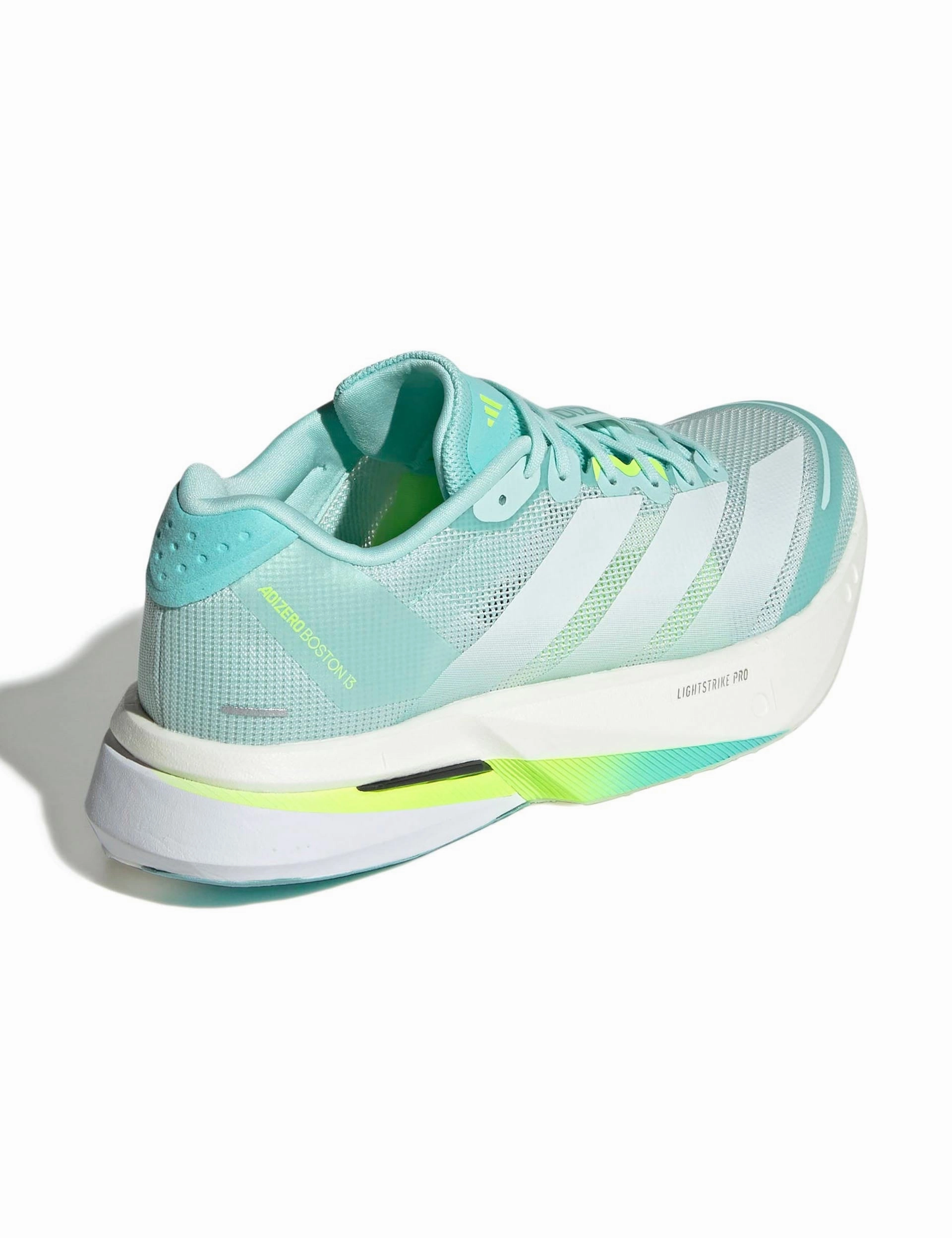 Adidas Heel Shoes Adizero Boston 13 Shoes - Semi Flash Aqua/Zero Metallic/Lucid Lemon