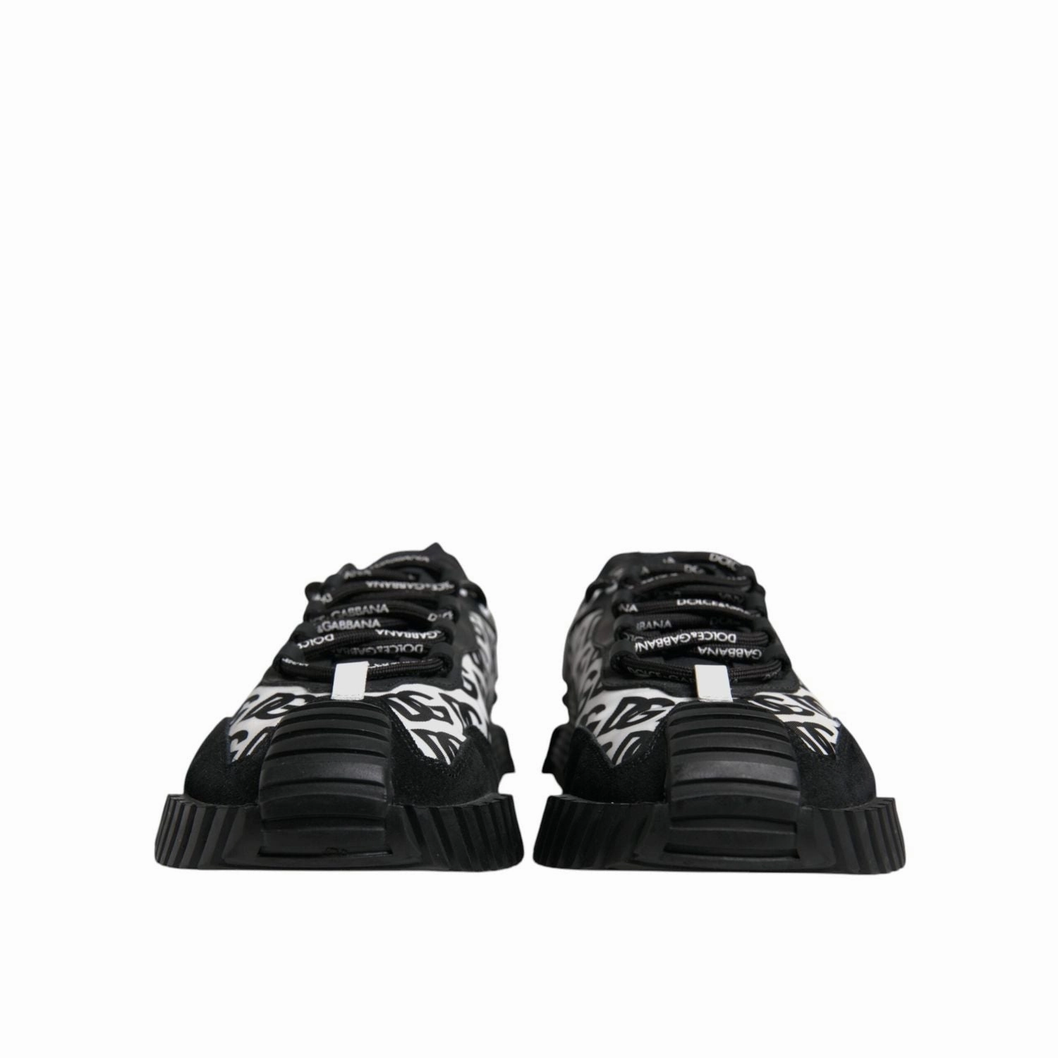 Dolce & Gabbana Black Logo Lace Up Low Top NS1 Sneakers Shoes Sneakers In Wide Width