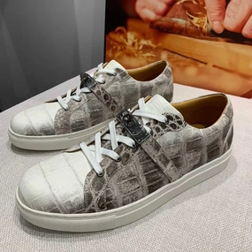 Gucci Sparkle Sneakers Luxury Himalaya Alligator Sneakers for Men  Handmade Exotic Leather Fashion Sneakers with Signature Lock Strap Design
