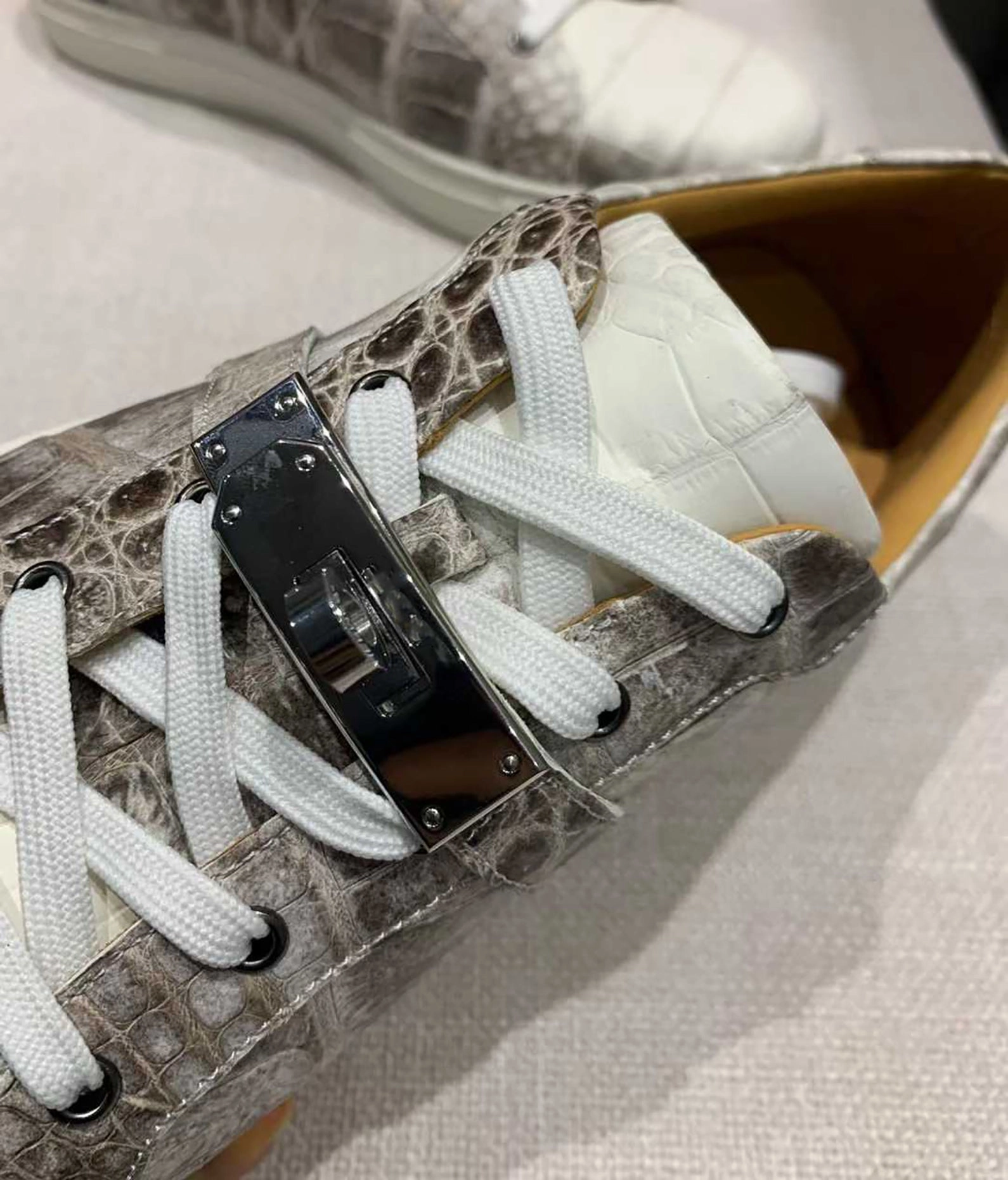 Best Cleaner For Sneakers Luxury Himalaya Alligator Sneakers for Men  Handmade Exotic Leather Fashion Sneakers with Signature Lock Strap Design