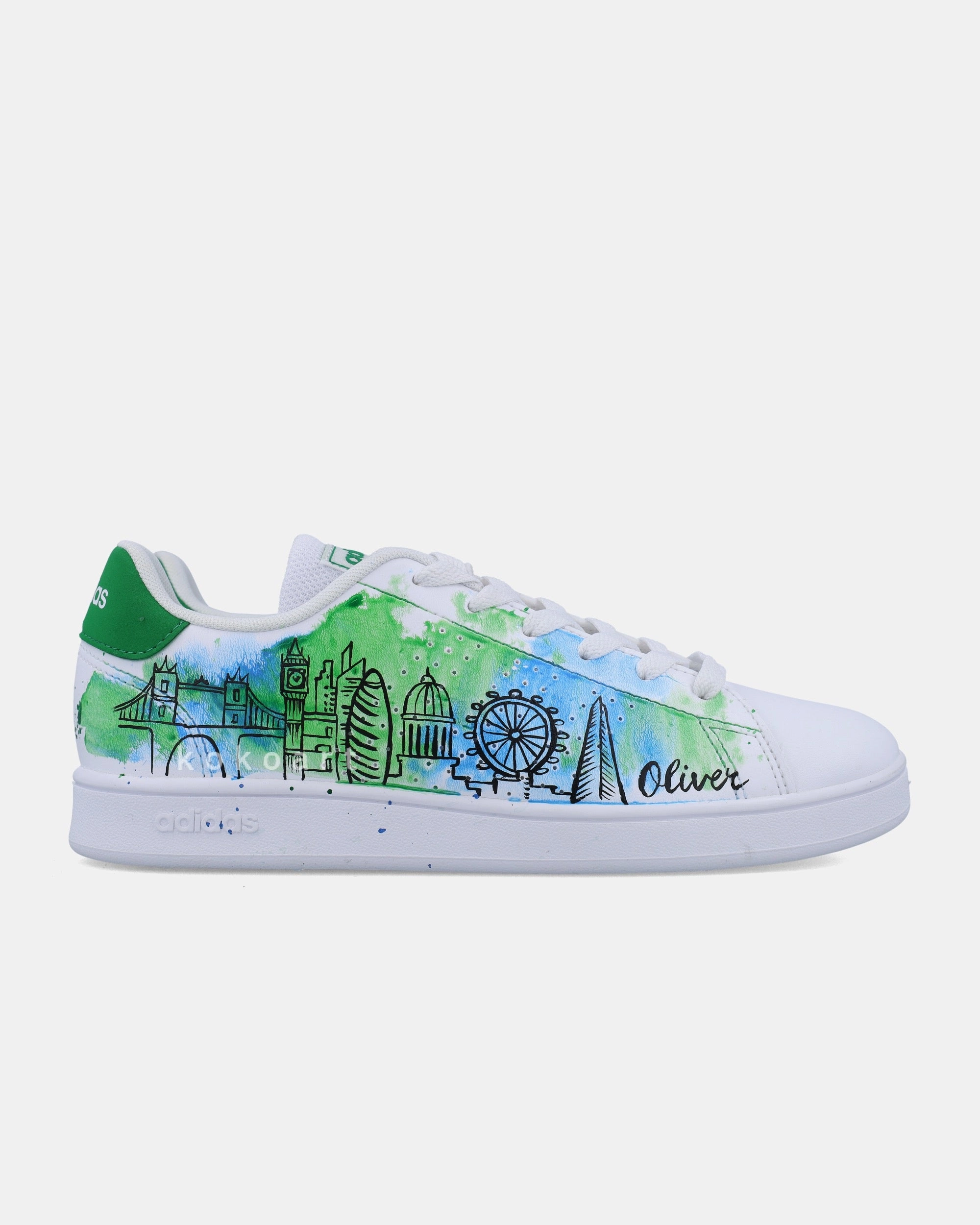 Advantage Hand Painted London Skyline with Watercolour Adidas Futsal Soccer Shoes