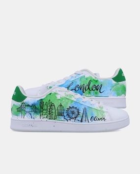 Pharrell Williams Adidas Shoes Nmd Advantage Hand Painted London Skyline with Watercolour