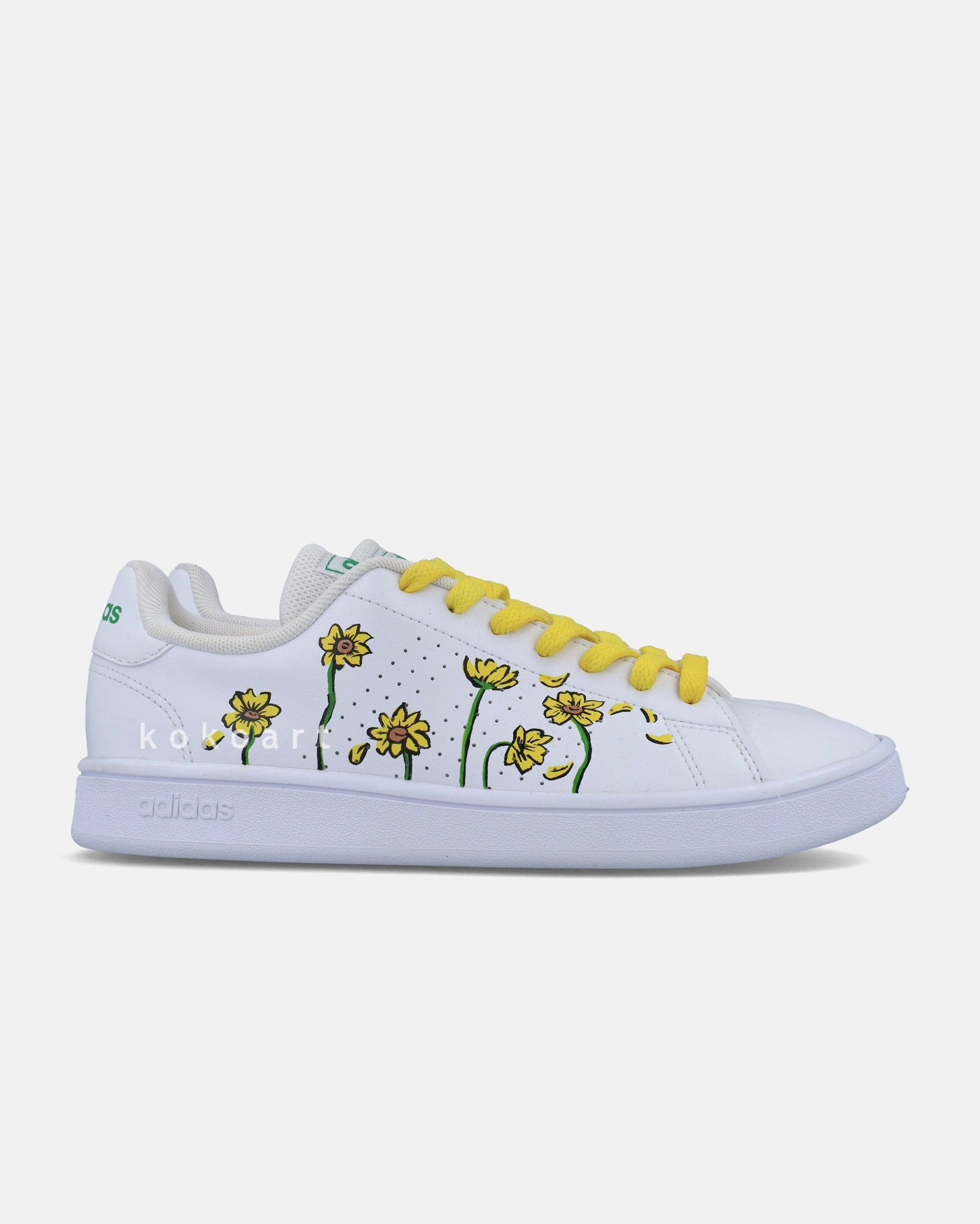 Advantage Hand Painted Sunflower Green Adidas Golf Shoes
