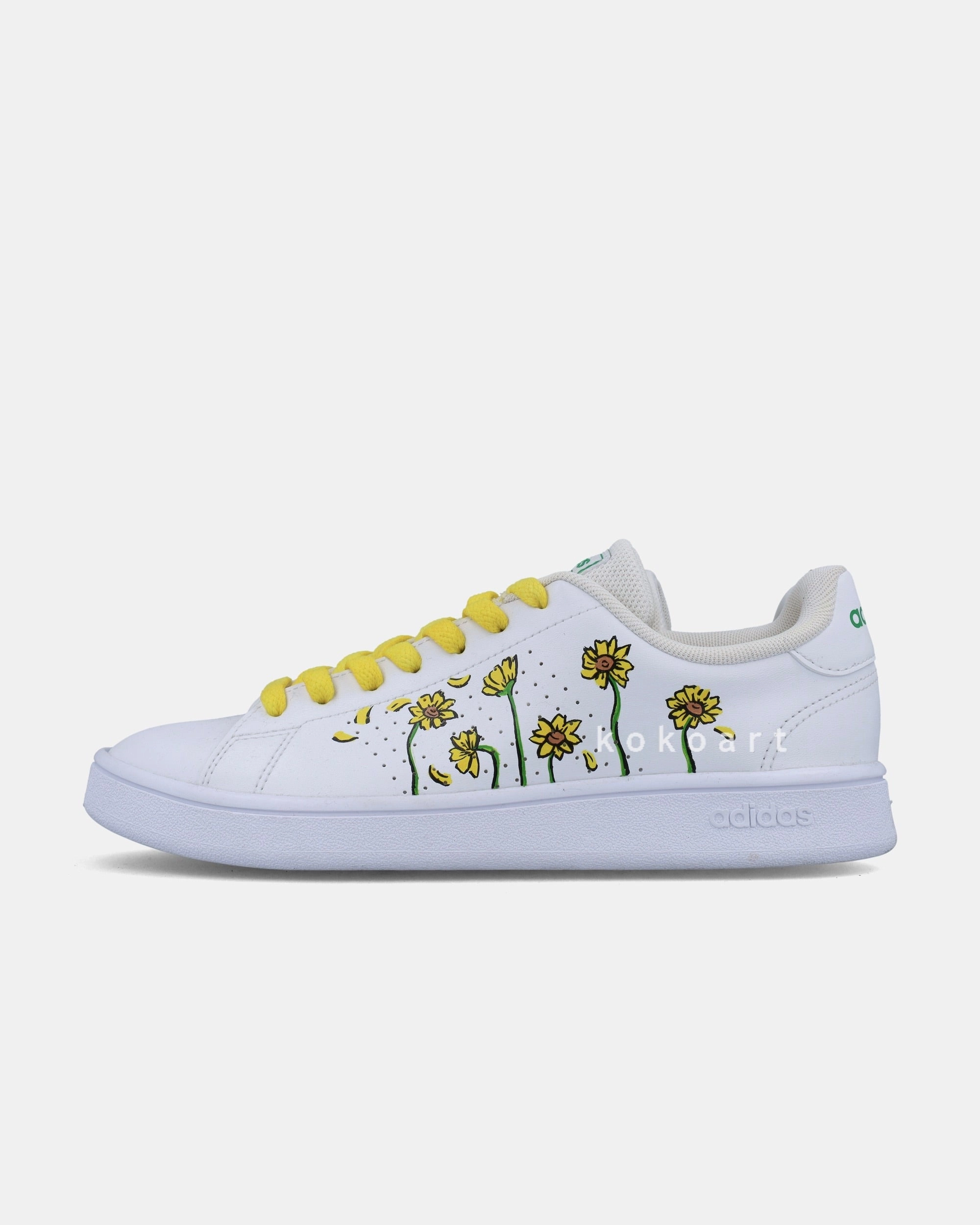 Adidas Trail Shoes Advantage Hand Painted Sunflower