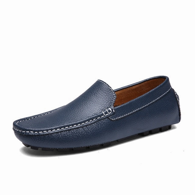 AGSan Genuine Leather Men loafers Moccasins Blue Mens Driving Shoes Big Size 38-47 Italian Loafers Shoes Handmade Casual Shoes
