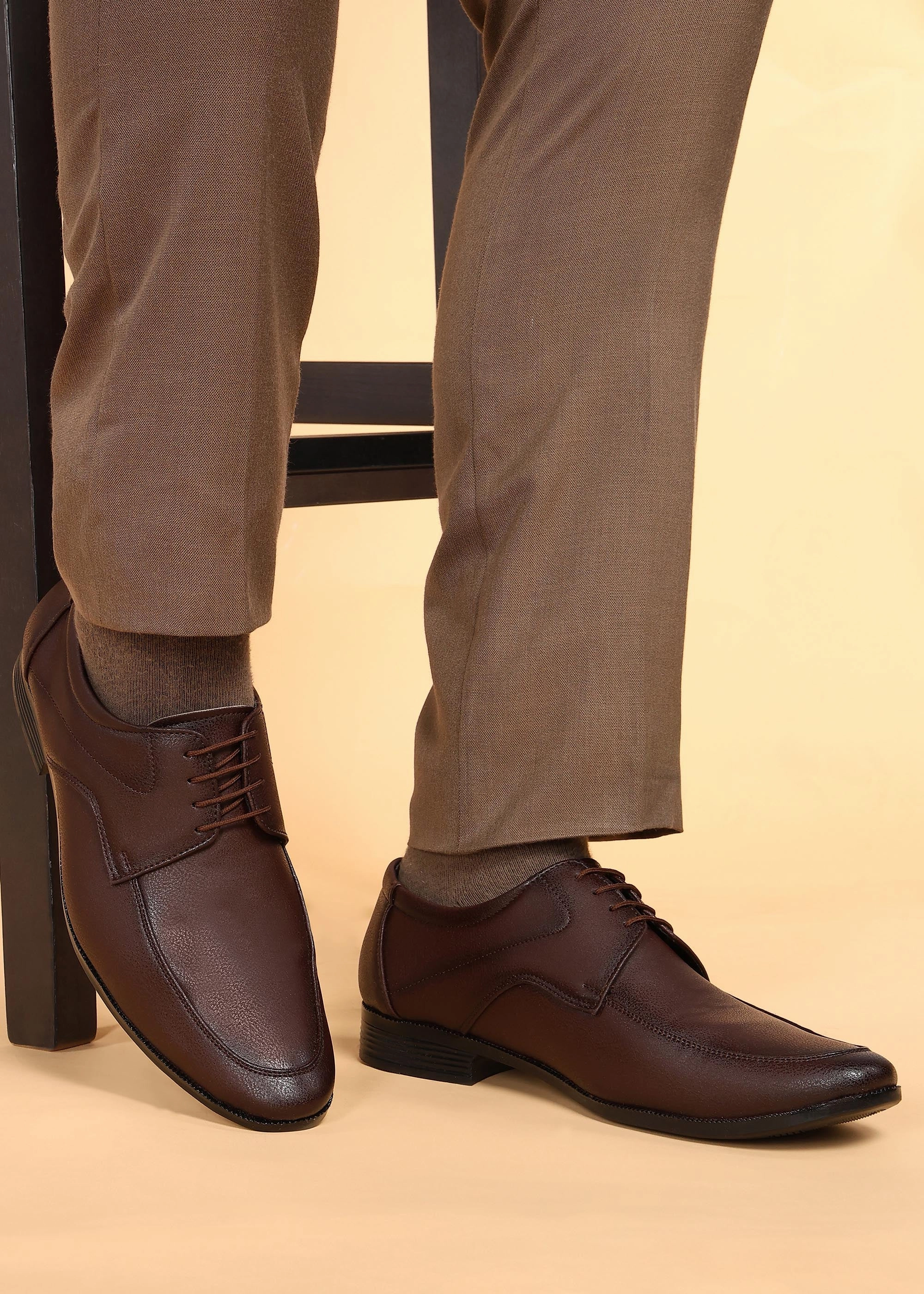 Paragon Men's Brown Formal Shoes with Laces| Durable & Sturdy for Outdoor Wear Beige Shoes