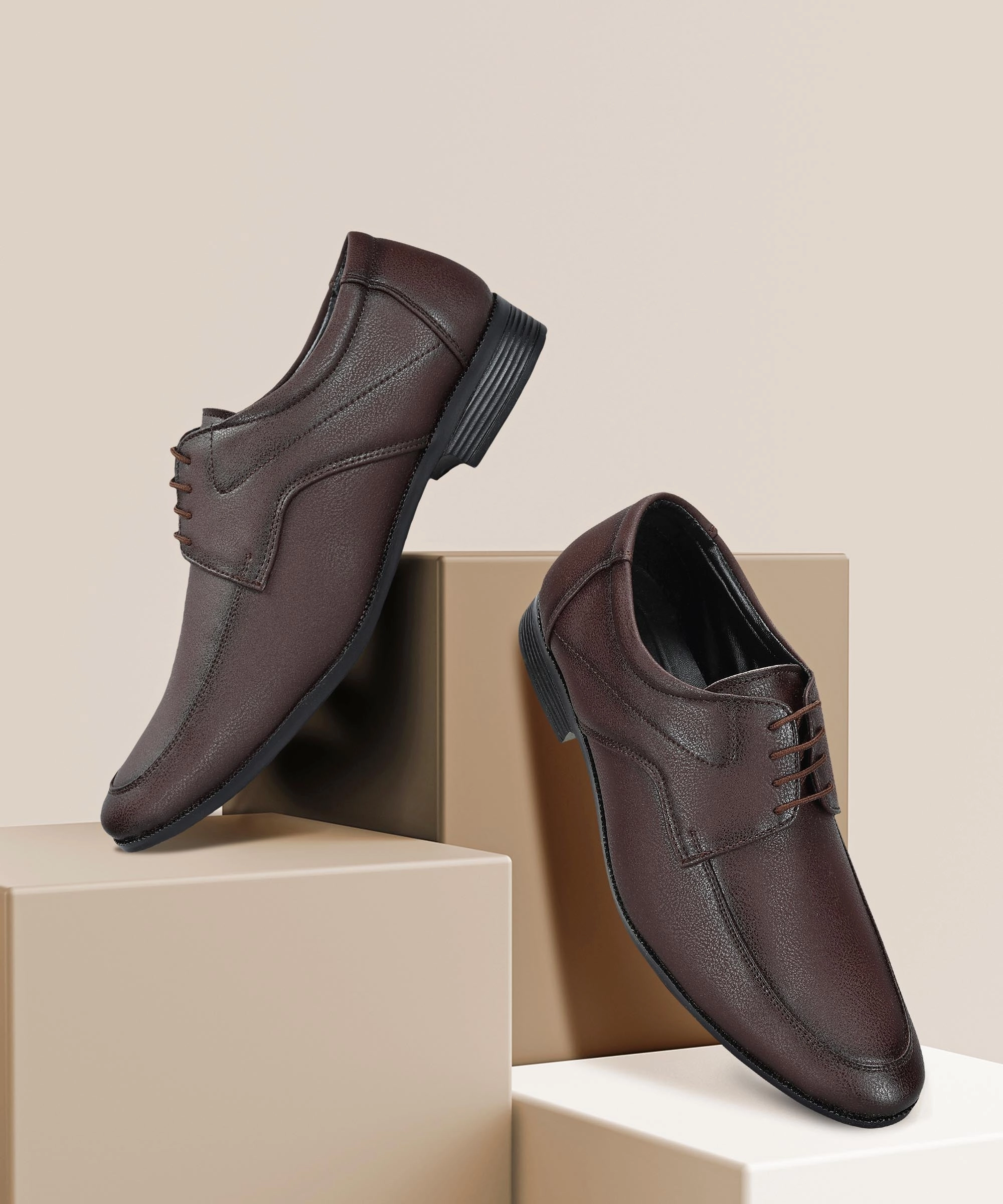 Paragon Men's Brown Formal Shoes with Laces| Durable & Sturdy for Outdoor Wear Racing Flat Shoes