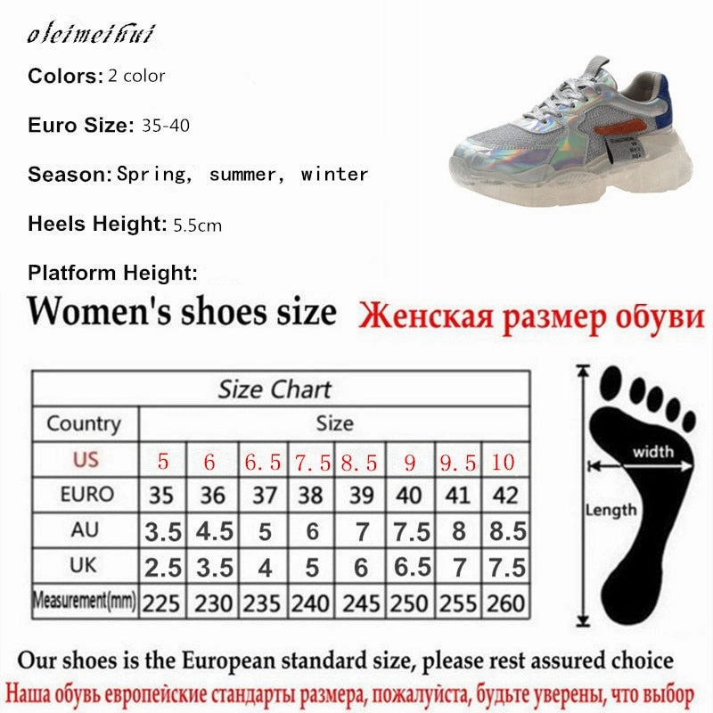 Spring Trend Women Transparent Sneakers Harajuku Ladies Platform Jelly Shoes Laser Casual Shoes Shining Running Footwear Comfy Sneakers For Walking