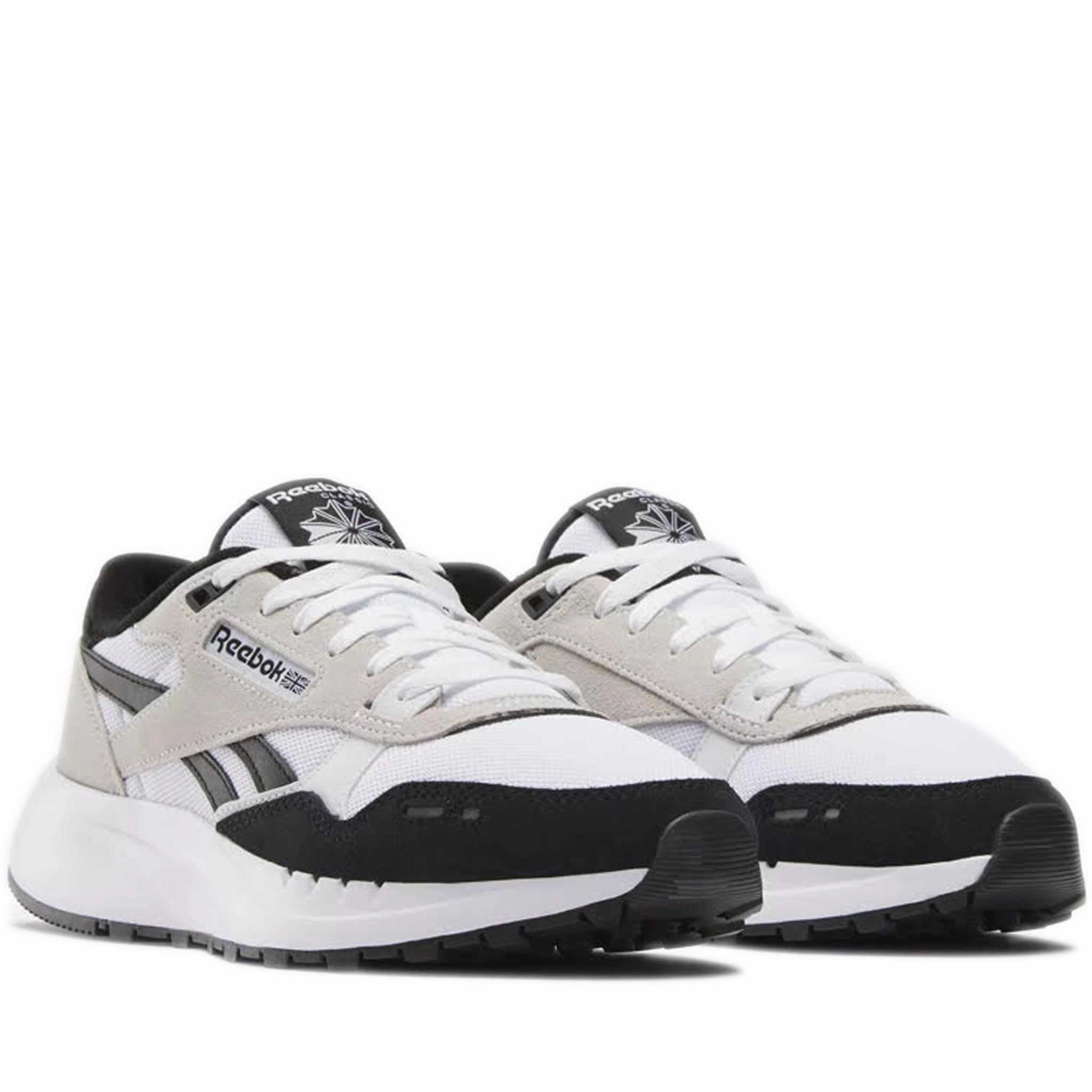 Men's Reebok Classic Leather 2400 Shoes - White/Black/White Durant Sneakers