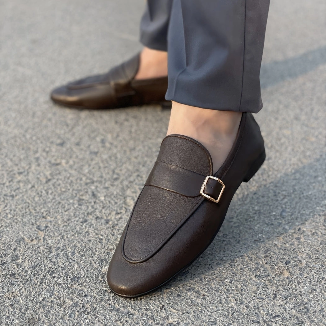 LS Pure Leather Handmade Paragon Shoes LS-933 BR Flat Shoes For Workout