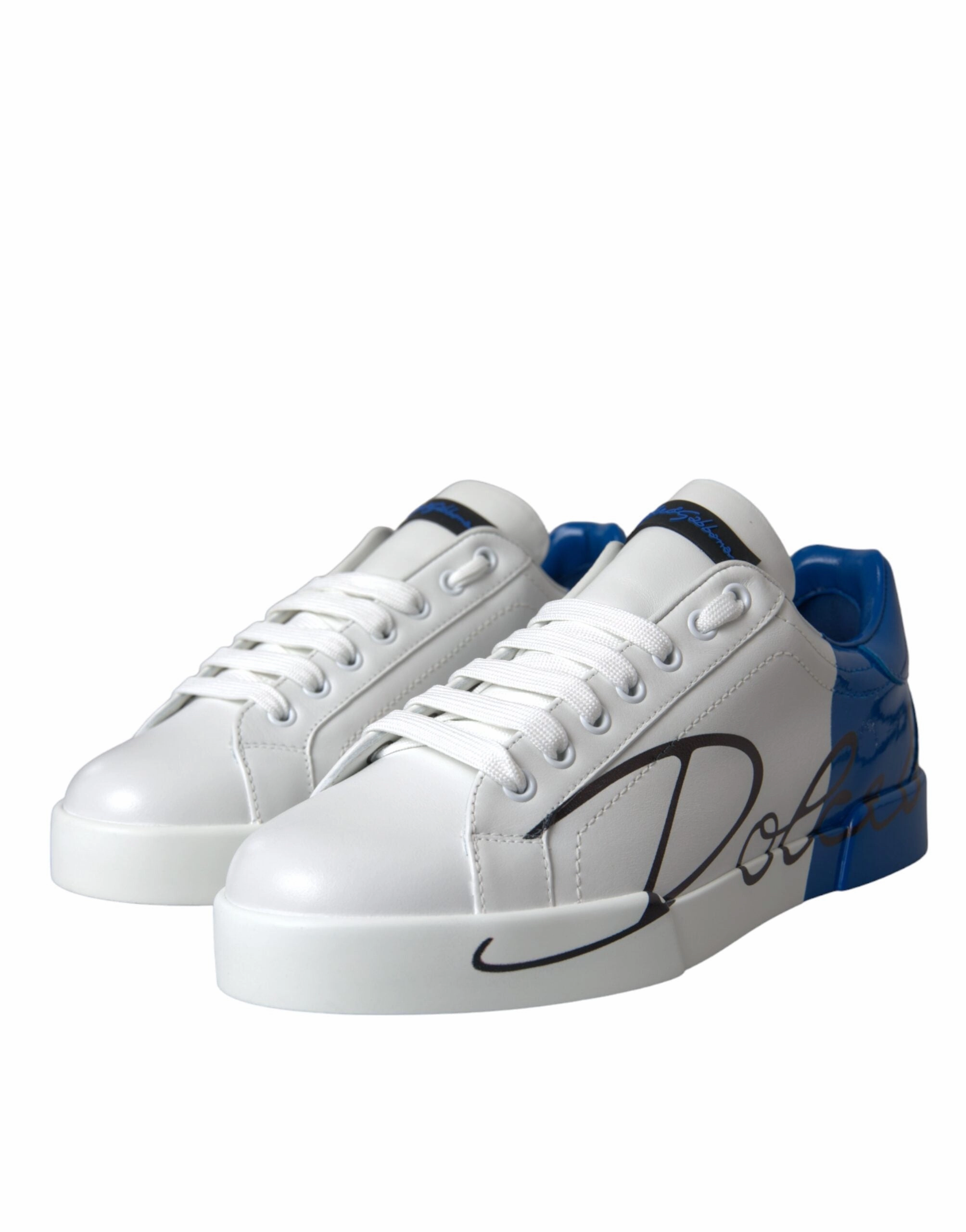 White Blue Leather Logo Low Top Sneakers Shoes Best Shoes For Dress And Casual