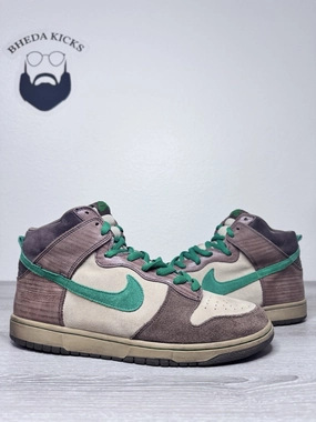 Size 12 - Nike SB Dunk High Tweed Classic Green Wood Deck 313171-231 Preowned Cross Country Asics Shoes