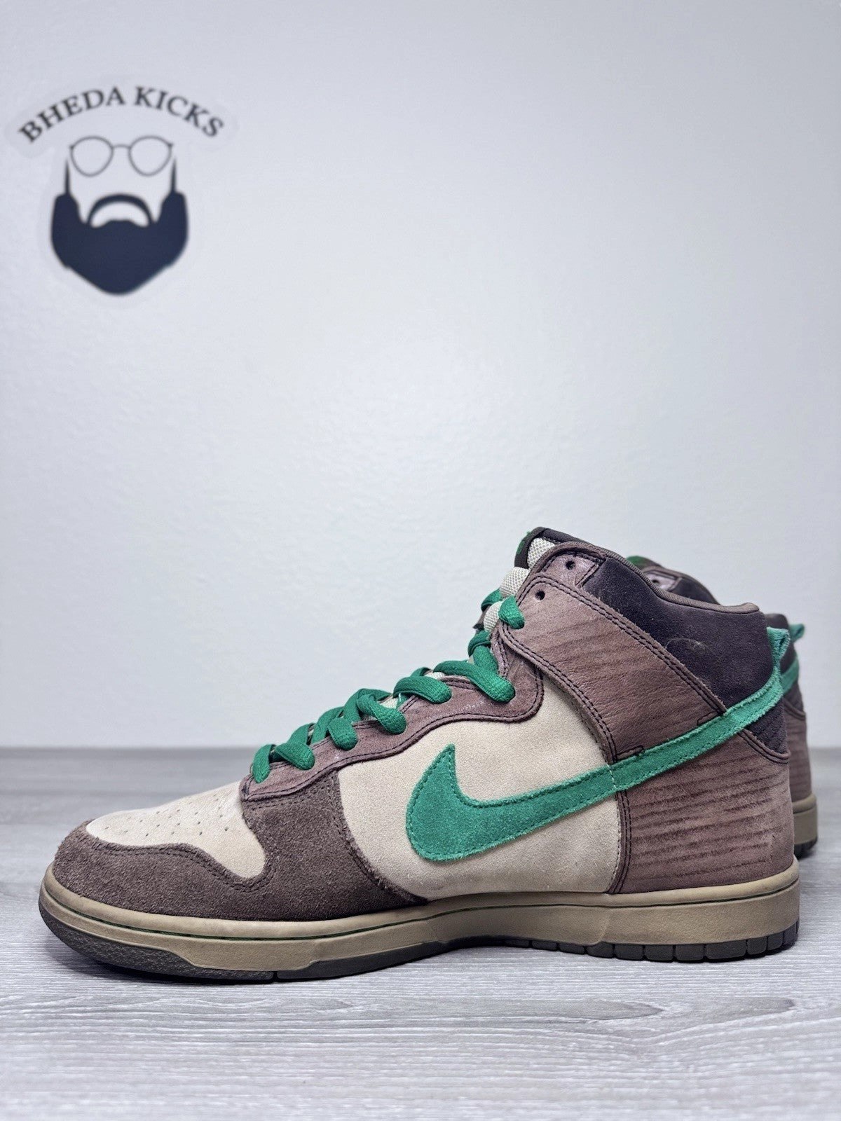 Size 12 - Nike SB Dunk High Tweed Classic Green Wood Deck 313171-231 Preowned Buy Asics Shoe Laces