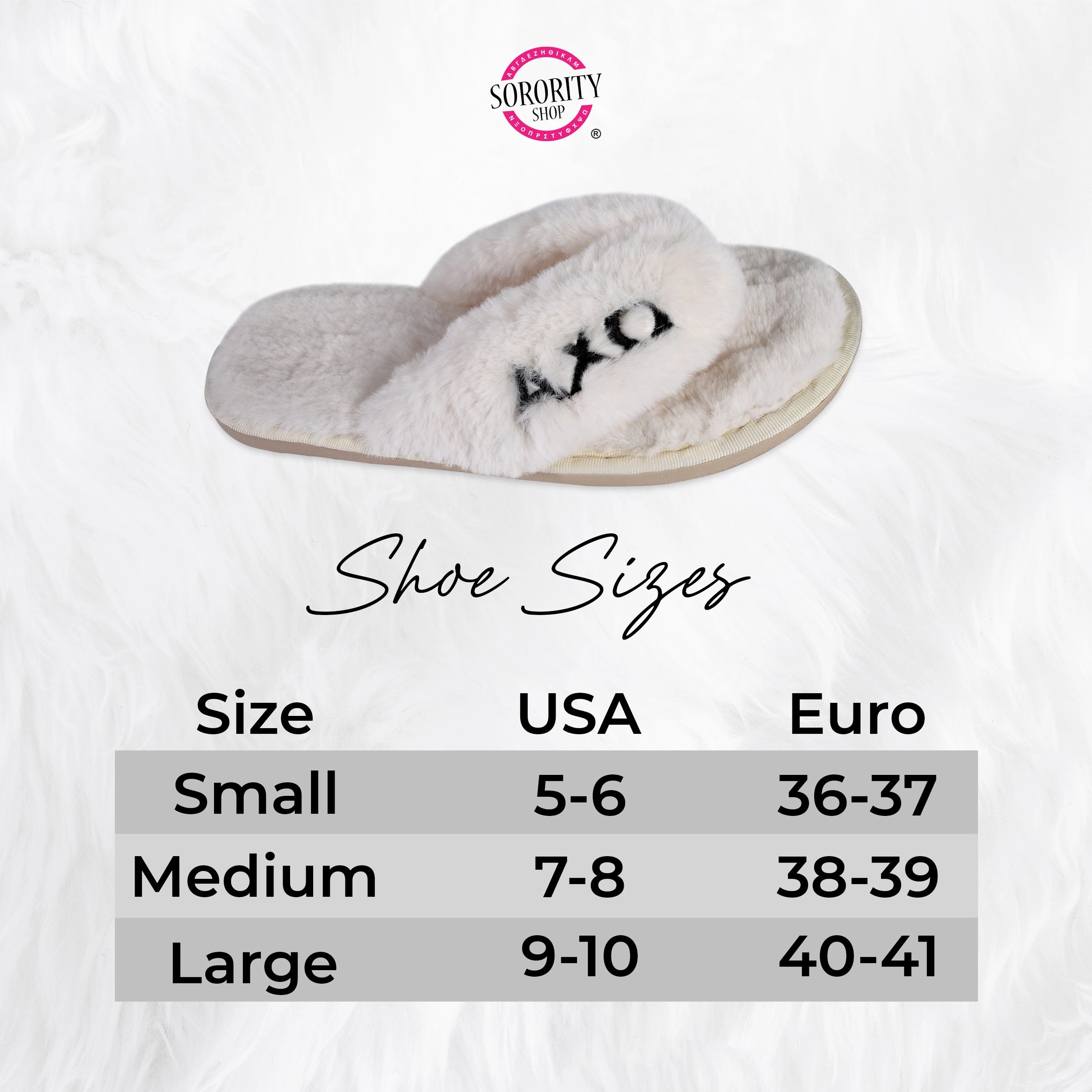 Comfort Slide 2 Alpha Chi Omega - Furry Slippers Women - With ACO Embroidery Logo