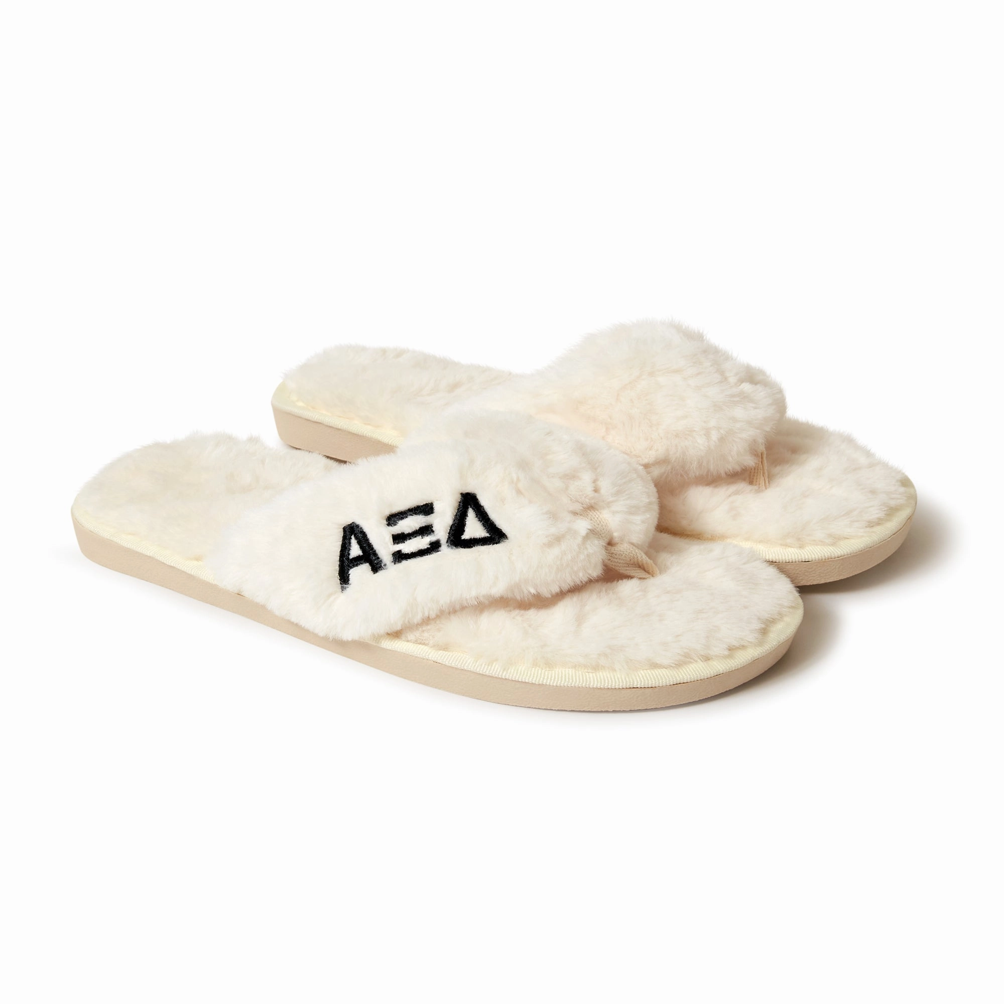 Alpha Xi Delta - Furry Slippers Women - With AXD Embroidery Logo Jessica Simpson House Slippers