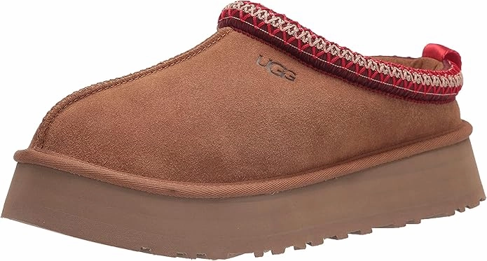 Bling Wedge Flip Flops UGG Women's Tazz Slipper  Chestnut Suede Platform, UGG pure Wool Lining, Cozy Indoor/Outdoor Comfort