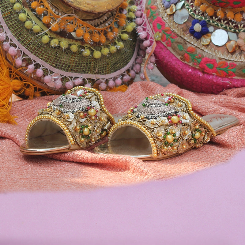 Louis Philippe Shoes Casual Golden Fancy Slipper