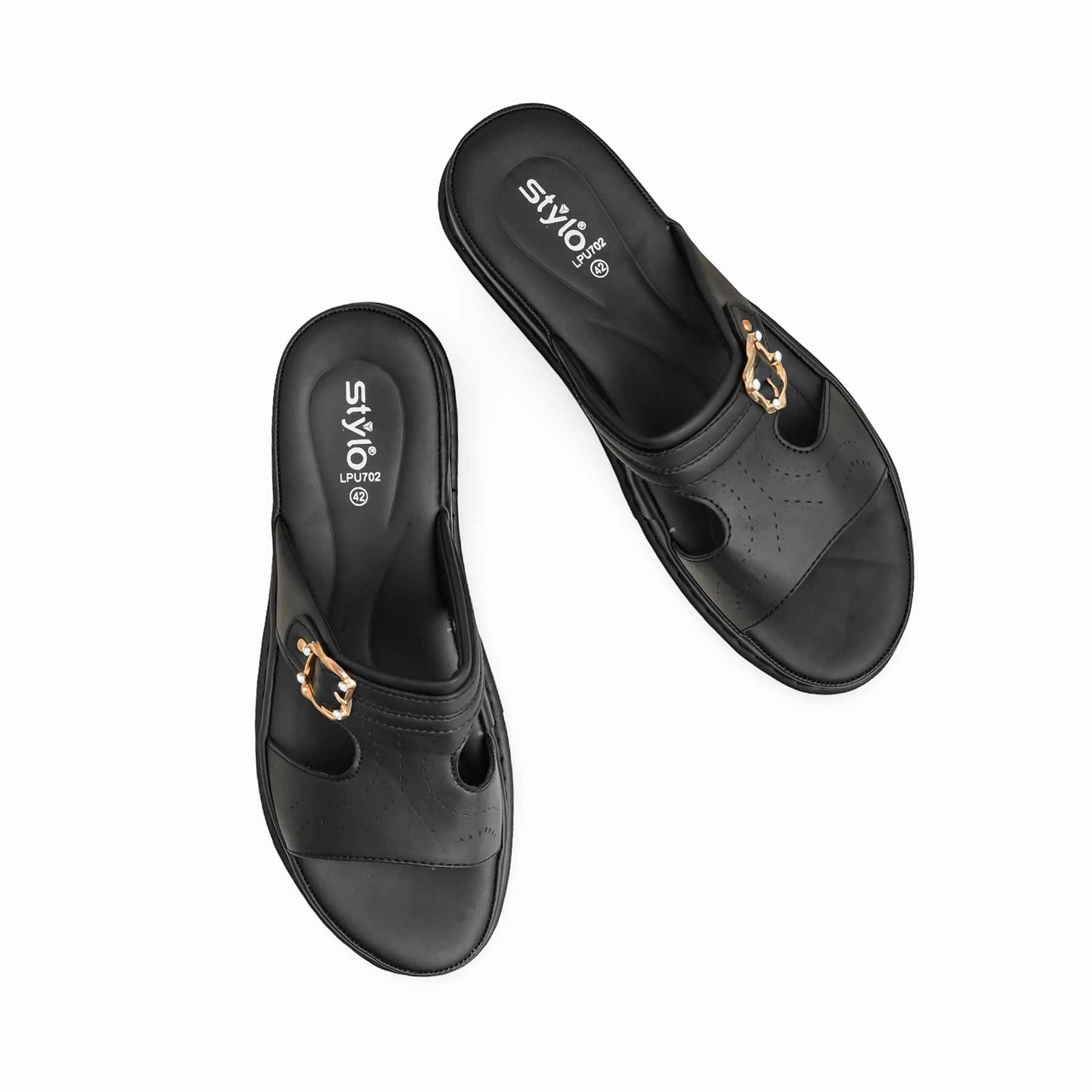 Slides Cute Black Formal Slipper For Ladies LPU702