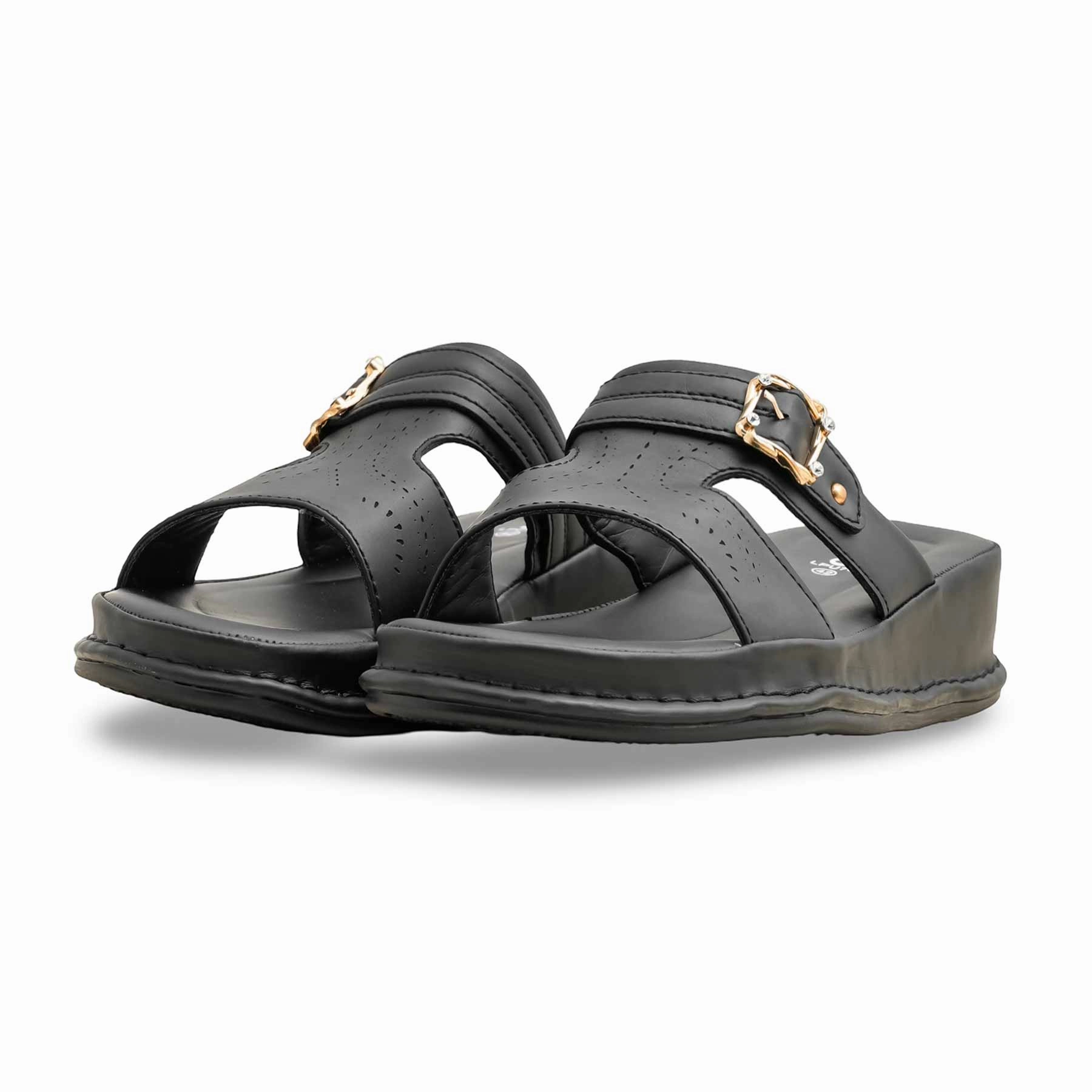 Black Formal Slipper For Ladies LPU702 Chillo Slides