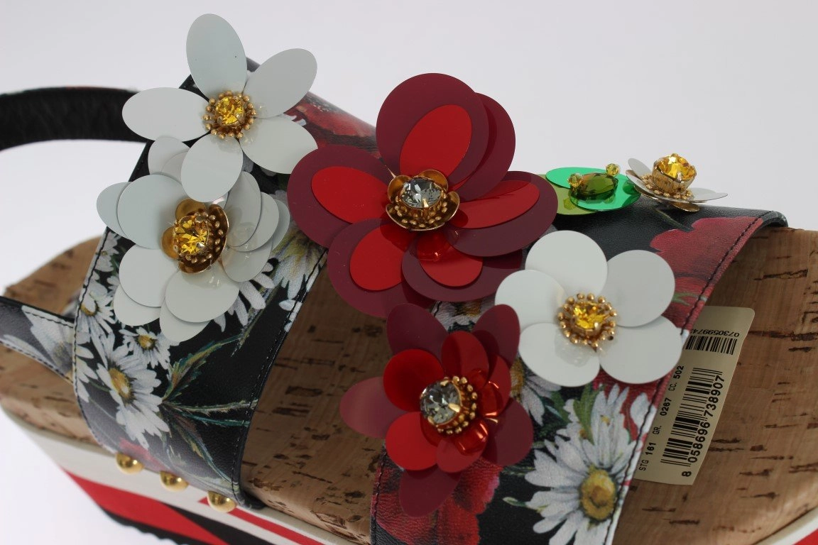 Luxury Brands Sandals Floral Crystal Leather Sandals