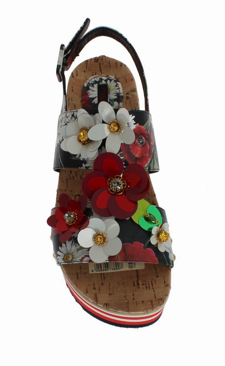 Sandals Tory Burch Outlet Floral Crystal Leather Sandals
