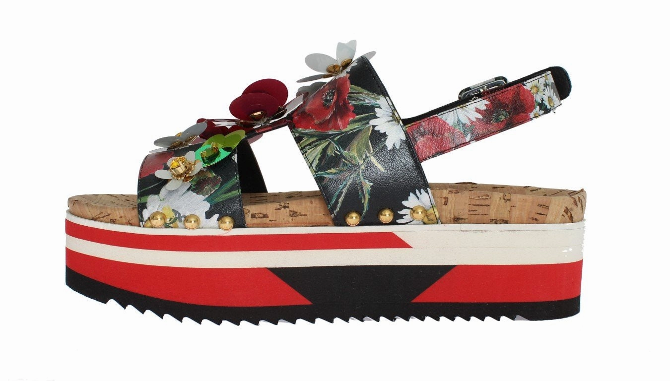 Sandals Bass Floral Crystal Leather Sandals