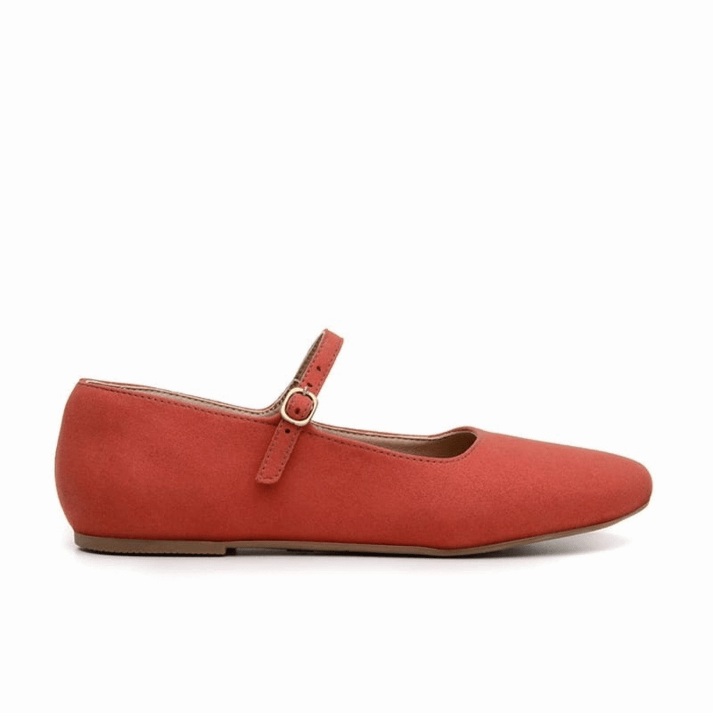 Flat Sole Squat Shoes 'Gabriella' vegan-suede flats by Ahimsa Shoes - red