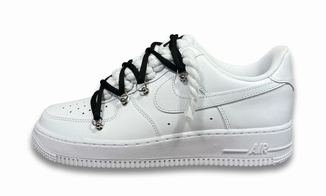 Nike Air Force 1 White Double Rope Laces White/Black Asics Drop