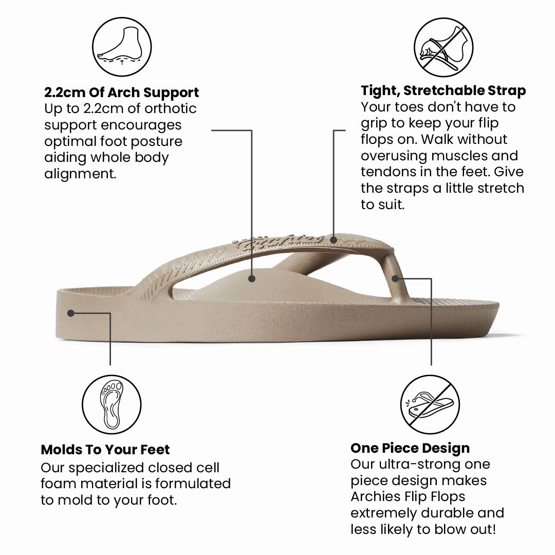 Arch Support Flip Flops - Classic - Taupe Flip Flops Retailers