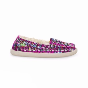 Sanuk Short Knitty Fuchsia Multi Tweed Shoes Flat Closed Shoes With Rubber Sole